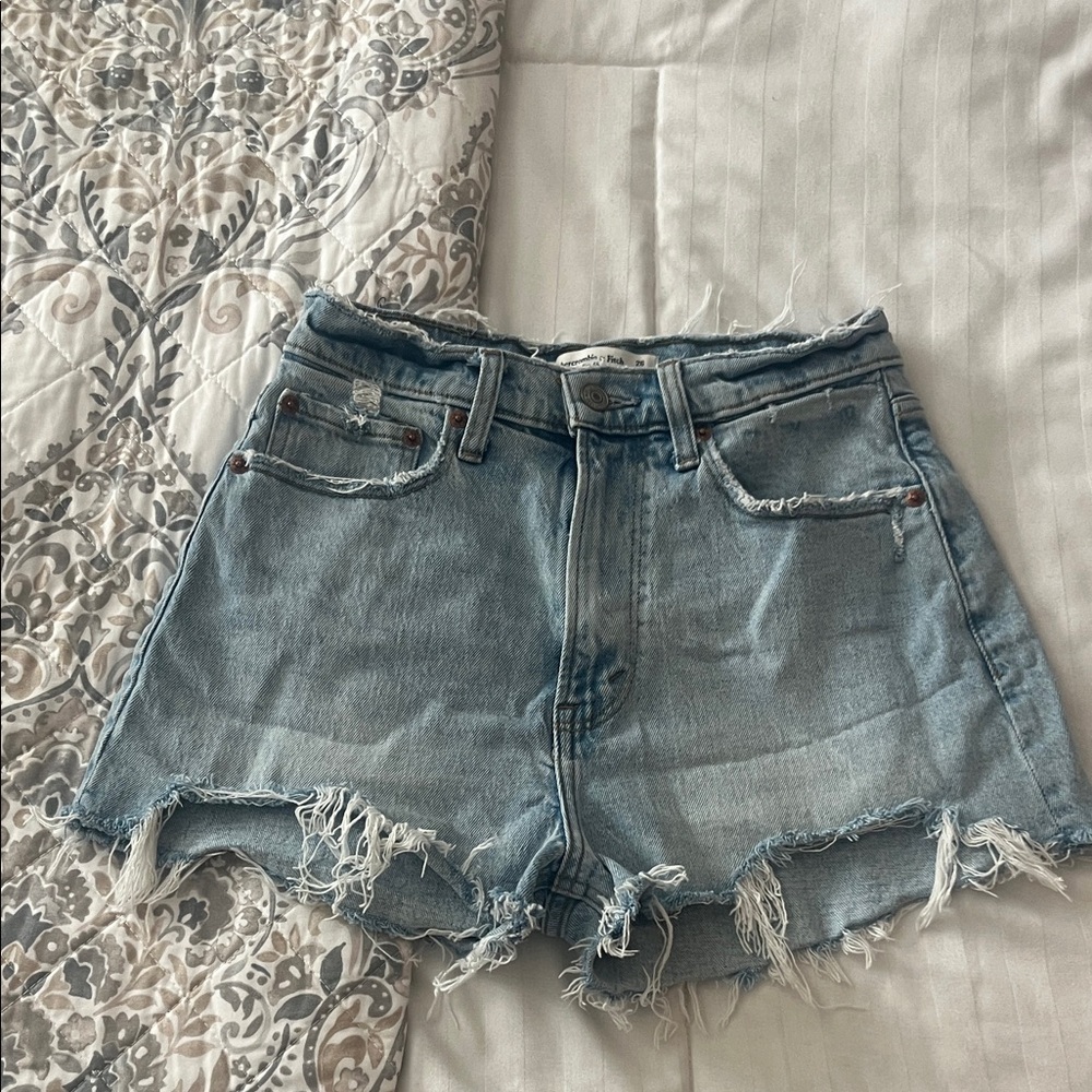 Abercrombie & Fitch Light Blue Distressed Denim Cutoff Shorts